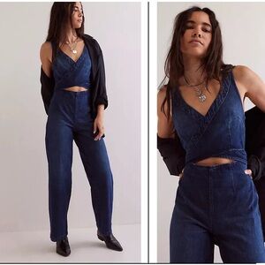 Free people We The Free Hidden Hills Onepiece Dark Blue Denim Overalls
